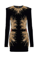 Nylea Long-Sleeve Embellished Mini Dress In Black