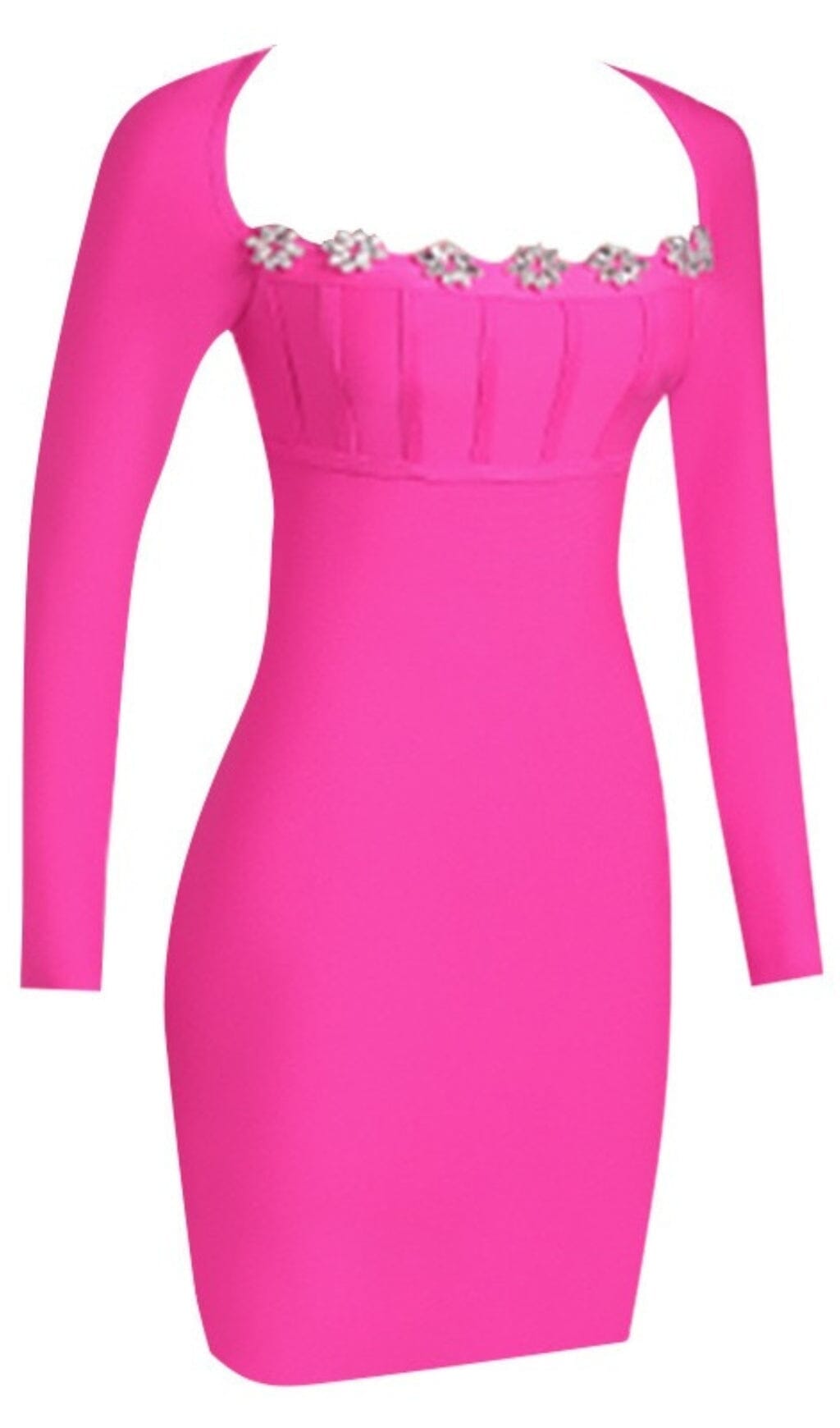Ratty Long Sleeve Square Collar Mini Dress In Pink