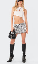 Destiny Low Rise Sequin Mini Skirt