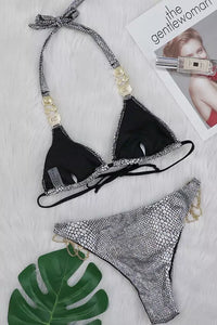 Oliay Black Snake Pattern Bikini