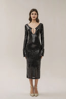 Louisa Black Sequin Maxi Dress