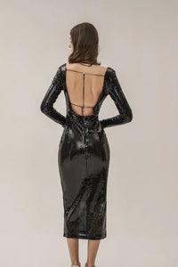 Louisa Black Sequin Maxi Dress