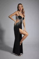 Klauda Black Diamante Maxi Dress