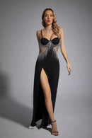 Klauda Black Diamante Maxi Dress