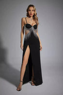 Klauda Black Diamante Maxi Dress