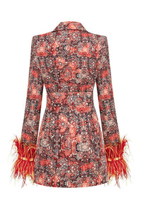 Citrine Long Sleeve Floral Blazer Dress