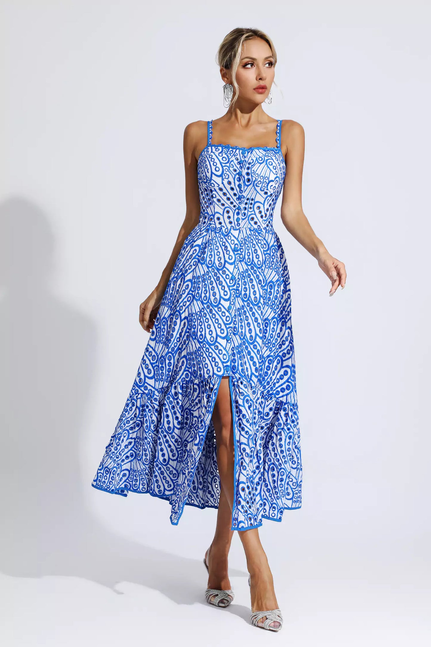 Finch Printed Maxi Dress In Blue