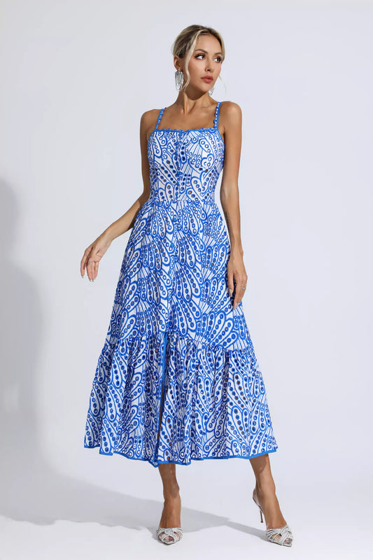 Finch Printed Maxi Dress In Blue