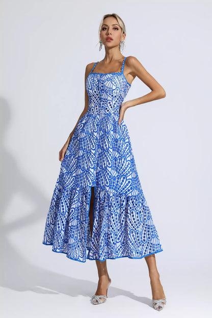 Finch Printed Maxi Dress In Blue