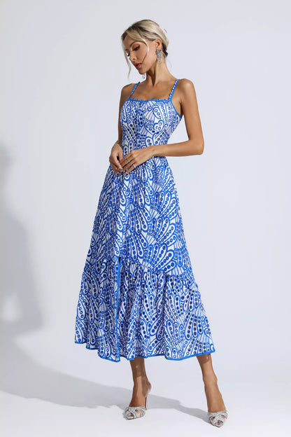 Finch Printed Maxi Dress In Blue