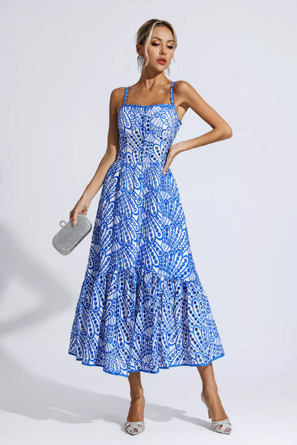 Finch Printed Maxi Dress In Blue