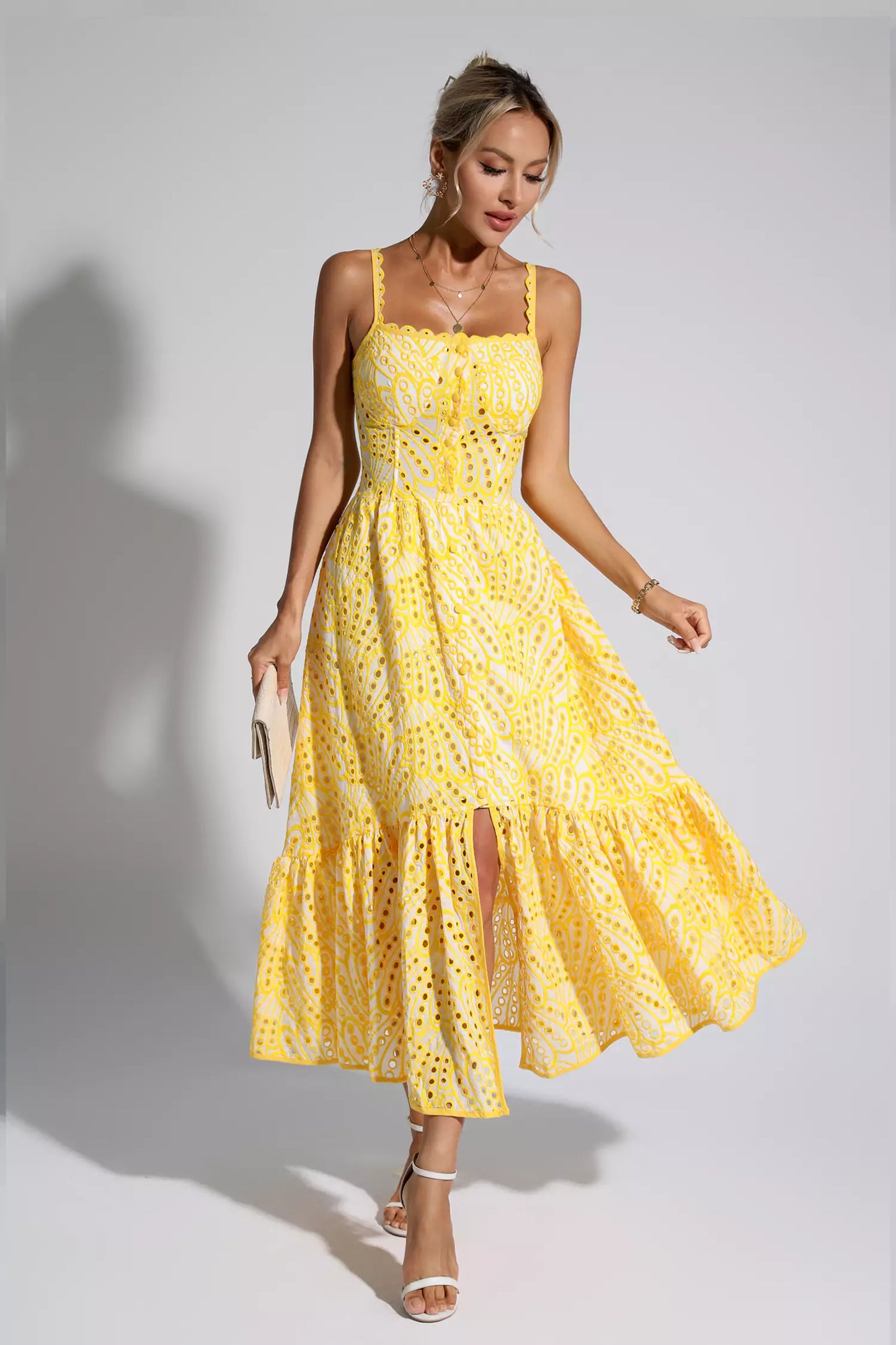 Finch Printed Maxi Dress In Yellow