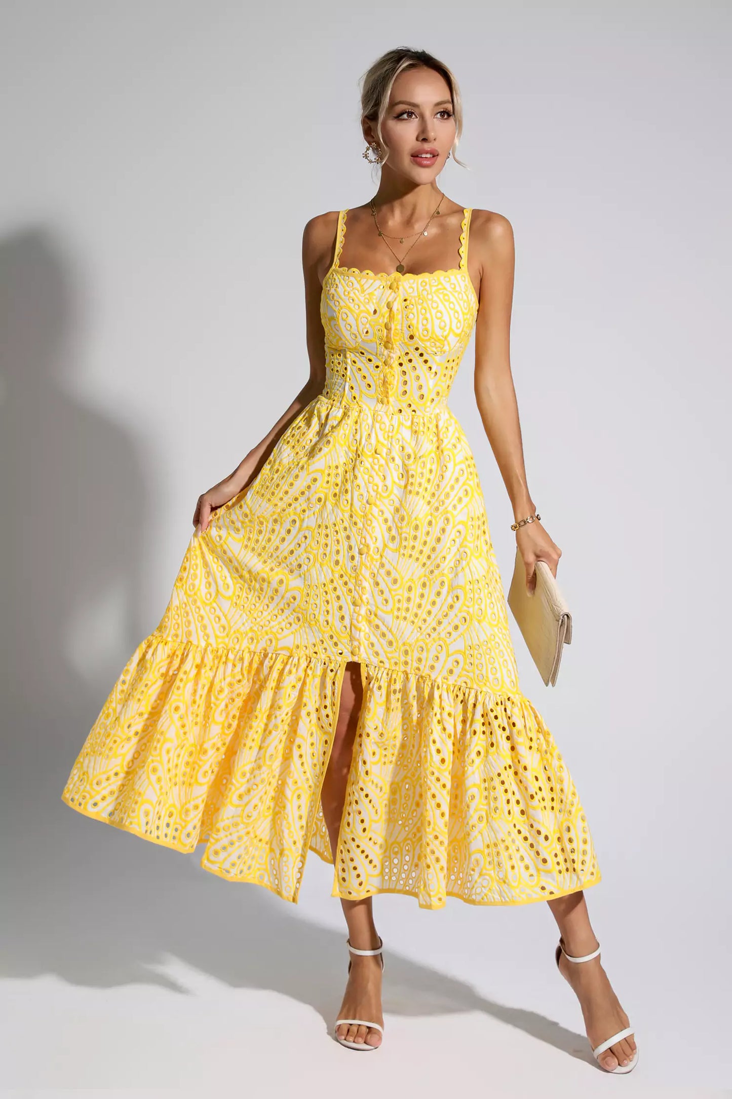 Finch Printed Maxi Dress In Yellow