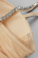 Rikiny Nude Strappy Sequins Embellished Mesh Midi Dress