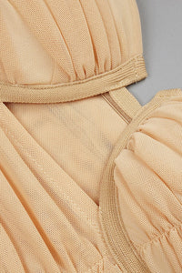 Rikiny Nude Strappy Sequins Embellished Mesh Midi Dress