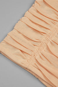 Rikiny Nude Strappy Sequins Embellished Mesh Midi Dress