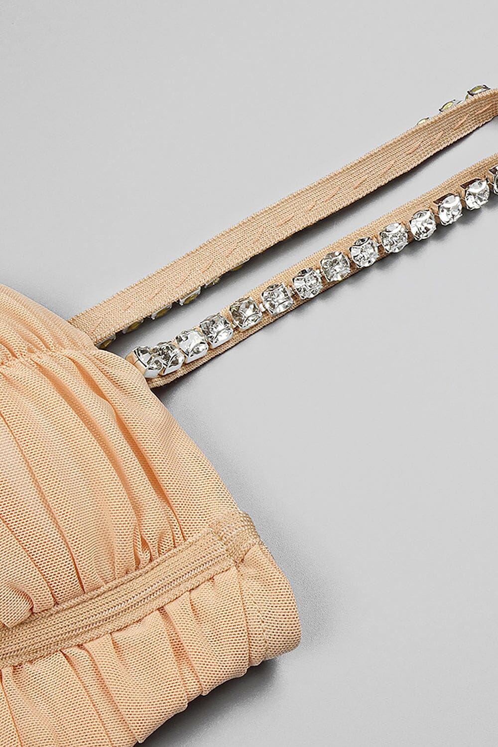 Rikiny Nude Strappy Sequins Embellished Mesh Midi Dress