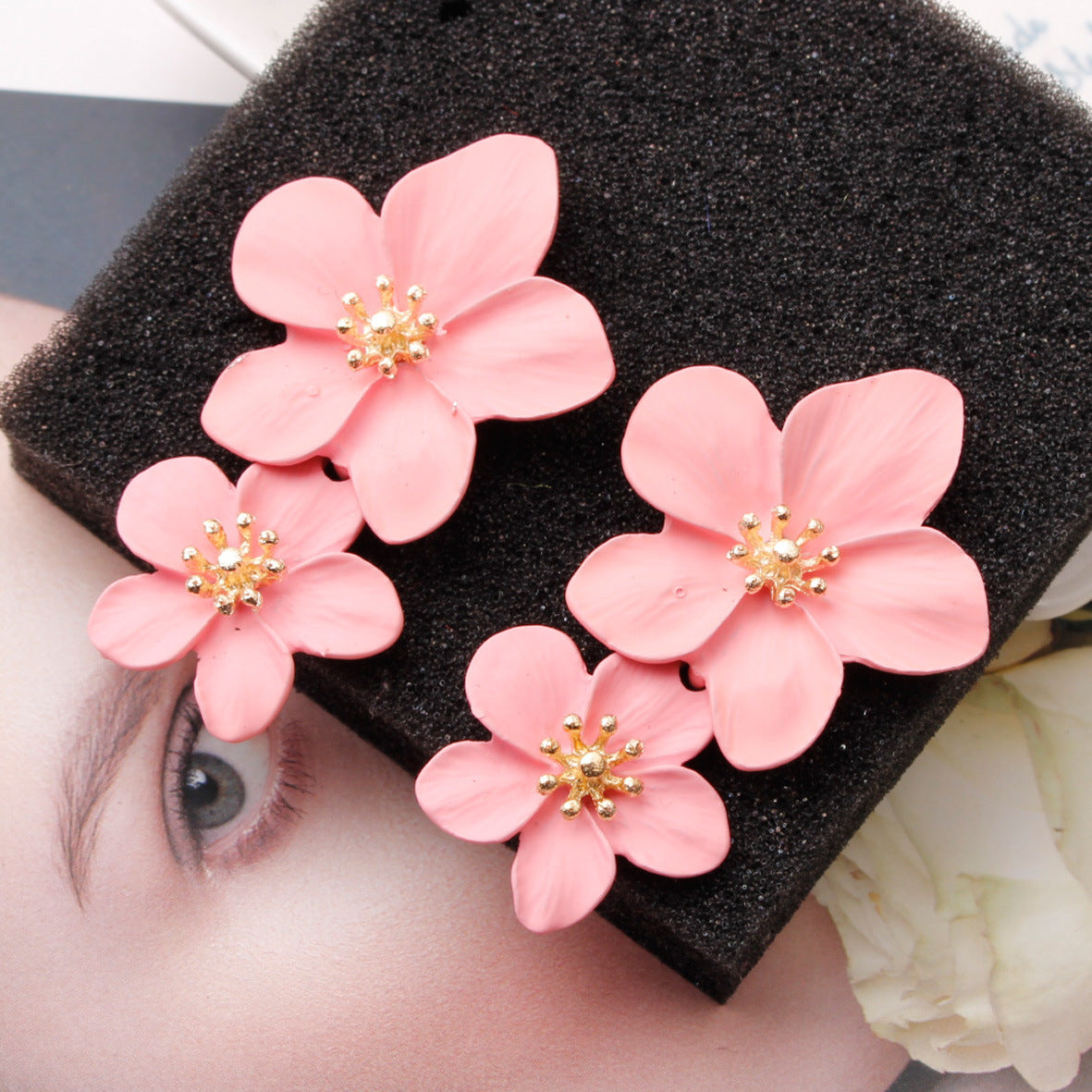 Sandra Double Flower Earrings