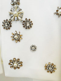 Jeneen Embellished Beaded Jacket Set In White