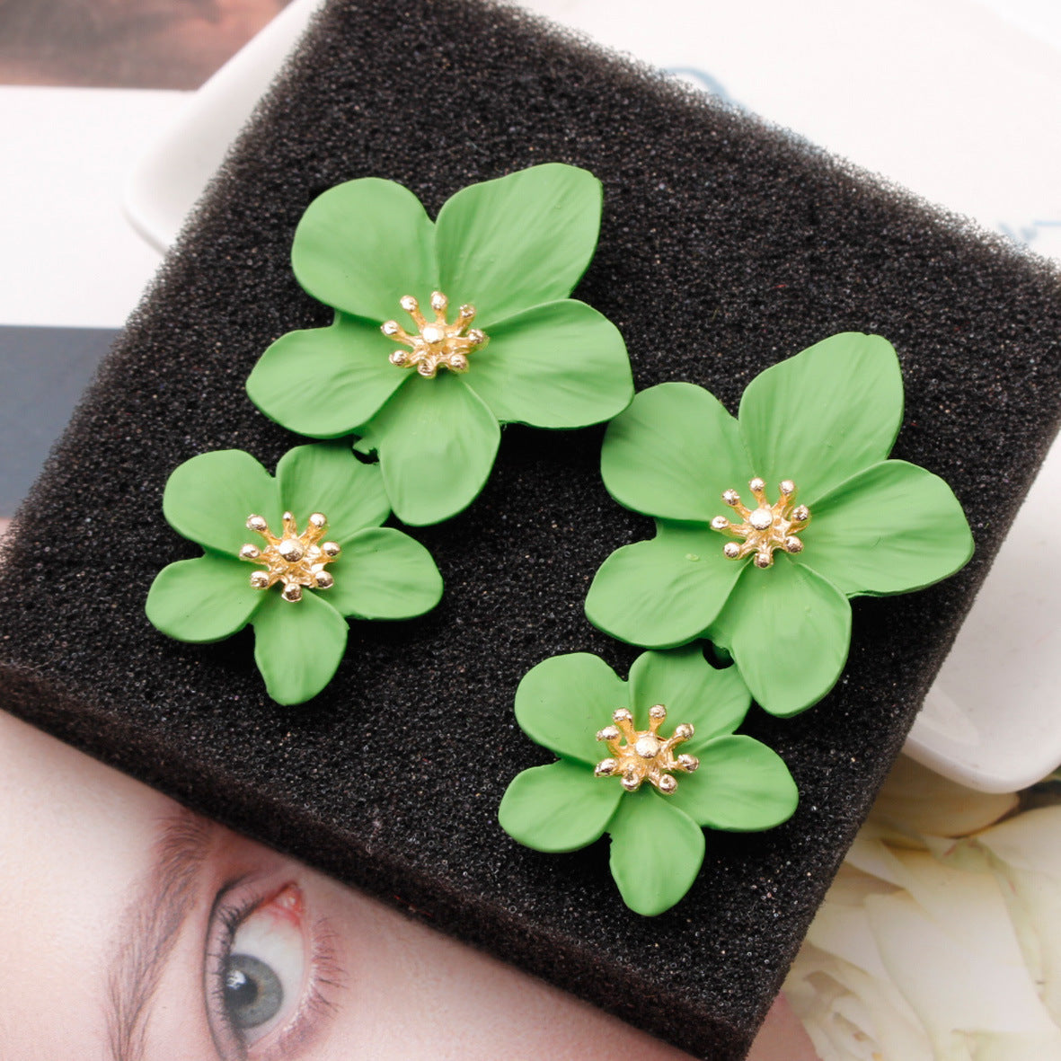 Sandra Double Flower Earrings