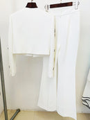 Jeneen Embellished Beaded Jacket Set In White