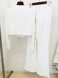 Jeneen Embellished Beaded Jacket Set In White