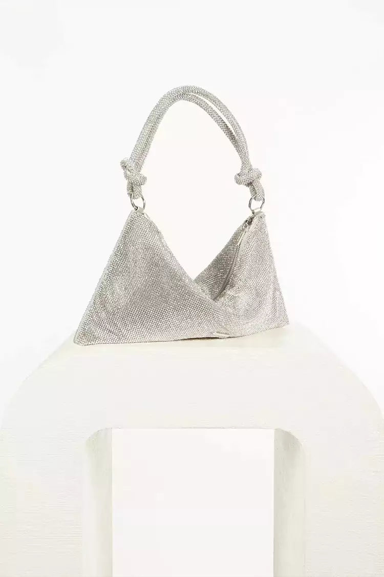 Octavia Silver Rhinestone Shoulder Bag