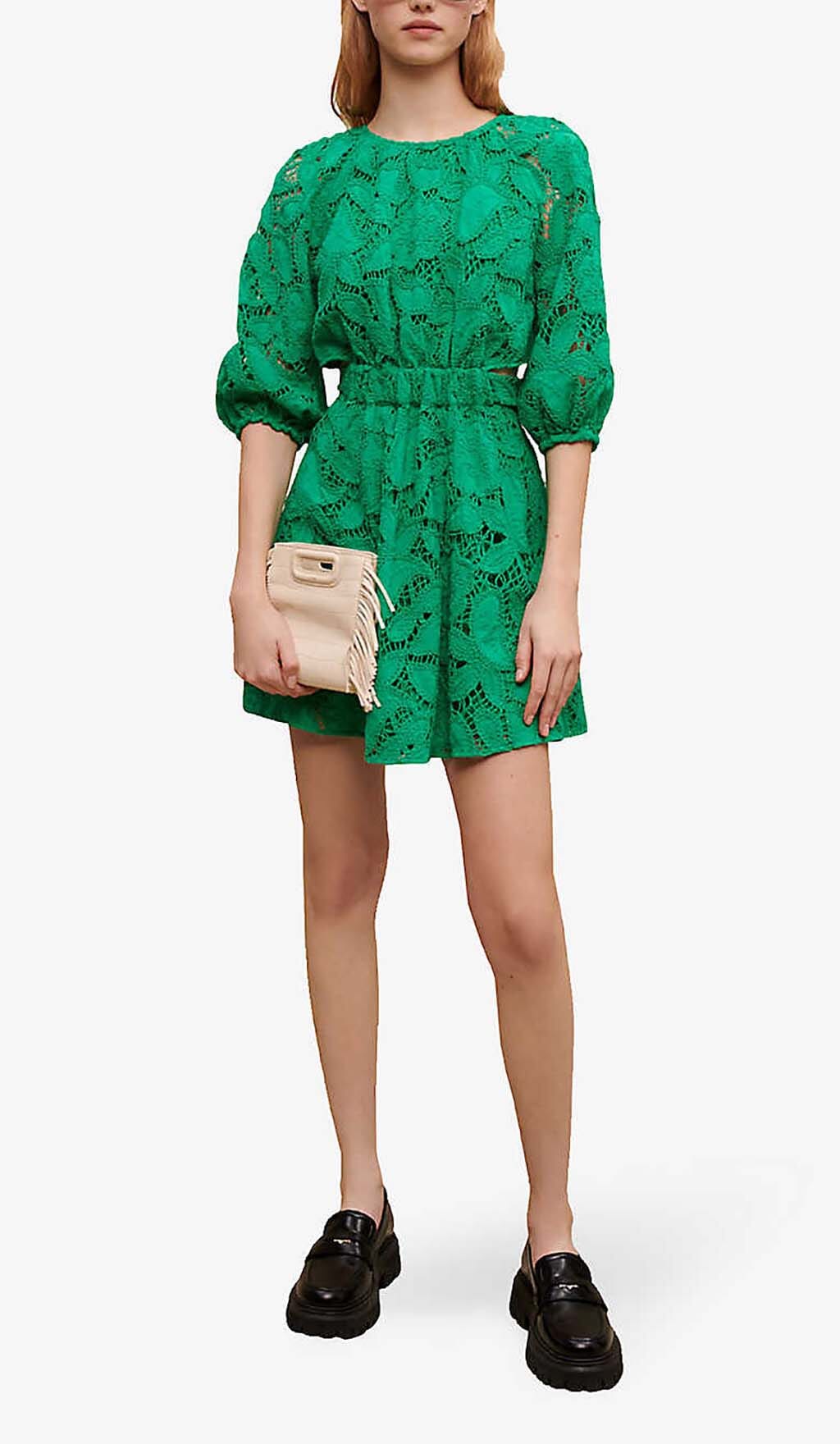 Charli Embroidered Mini Dress In Green