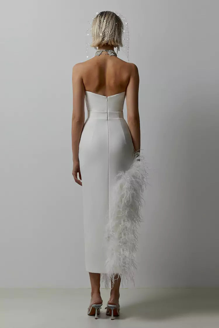 Maylene White Feather Dress Night Novas Maylene White Feather Dress Night Novas