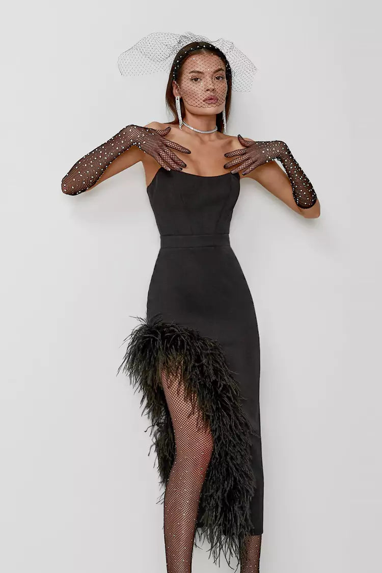 Maylene Black Feather Dress