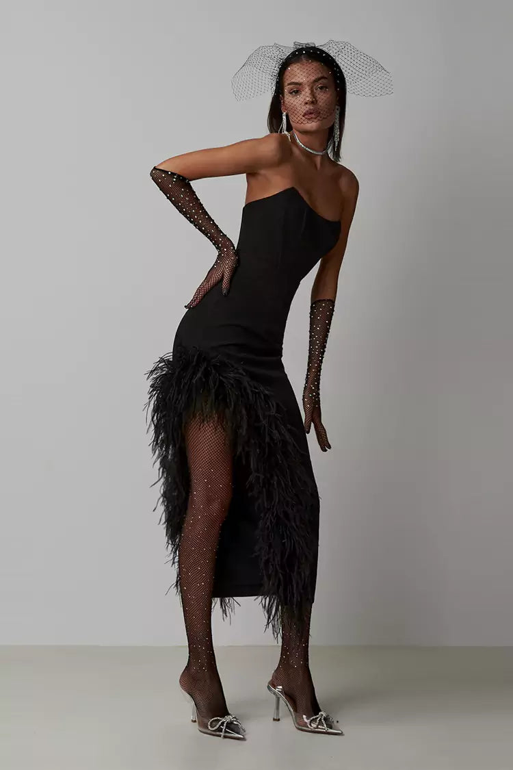 Maylene Black Feather Dress