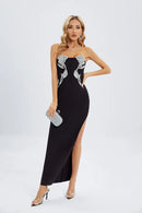 Renee Black Off Shoulder Diamante Dress
