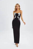 Renee Black Off Shoulder Diamante Dress