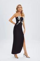Renee Black Off Shoulder Diamante Dress