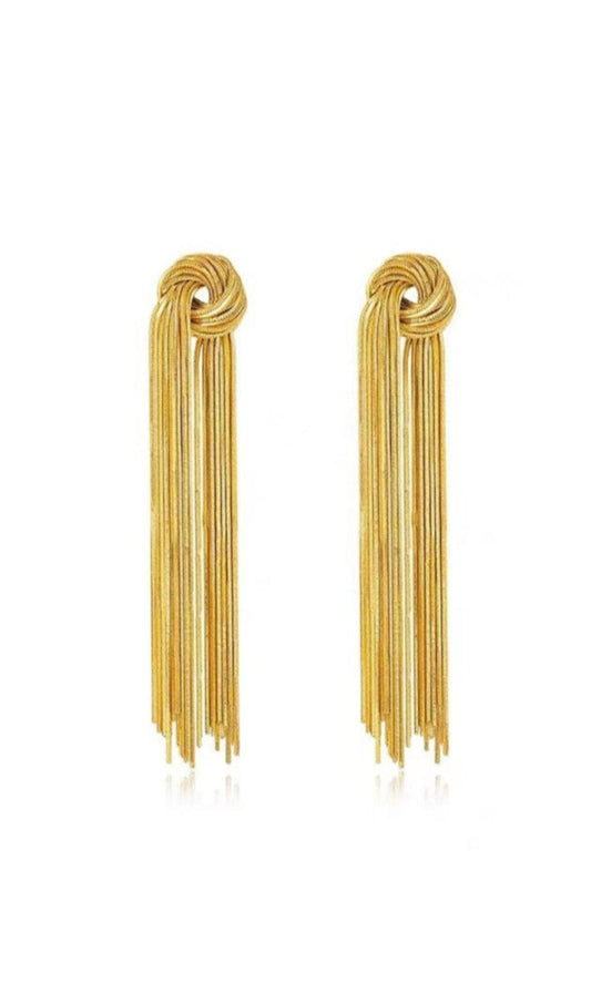 Phoenix Gold Tied Tassel Earrings