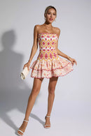 Larry Strapless Ruffle Mini Dress In Red