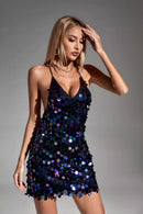Rulia Black Sequin Backless Mini Dress