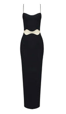 Nyellie Scalloped Mesh Insert Maxi Dress In Black