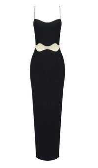 Nyellie Scalloped Mesh Insert Maxi Dress In Black