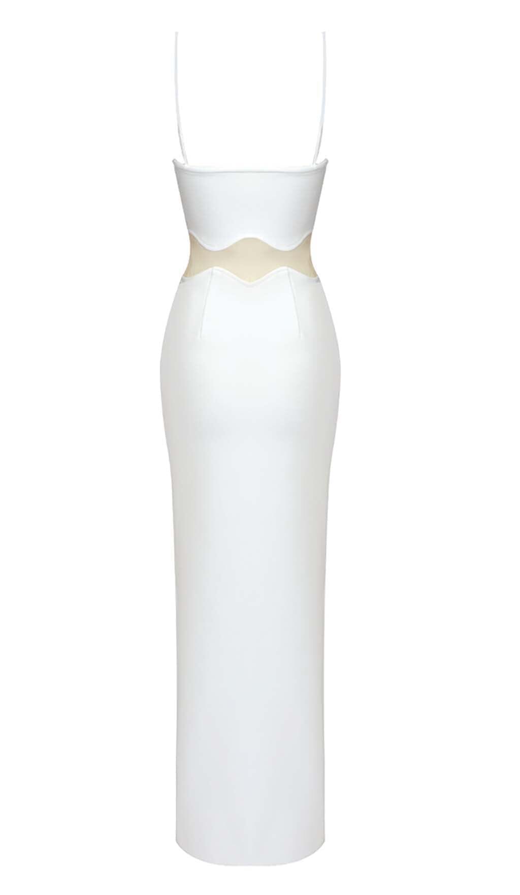 Nyellie Scalloped Mesh Insert Maxi Dress In White