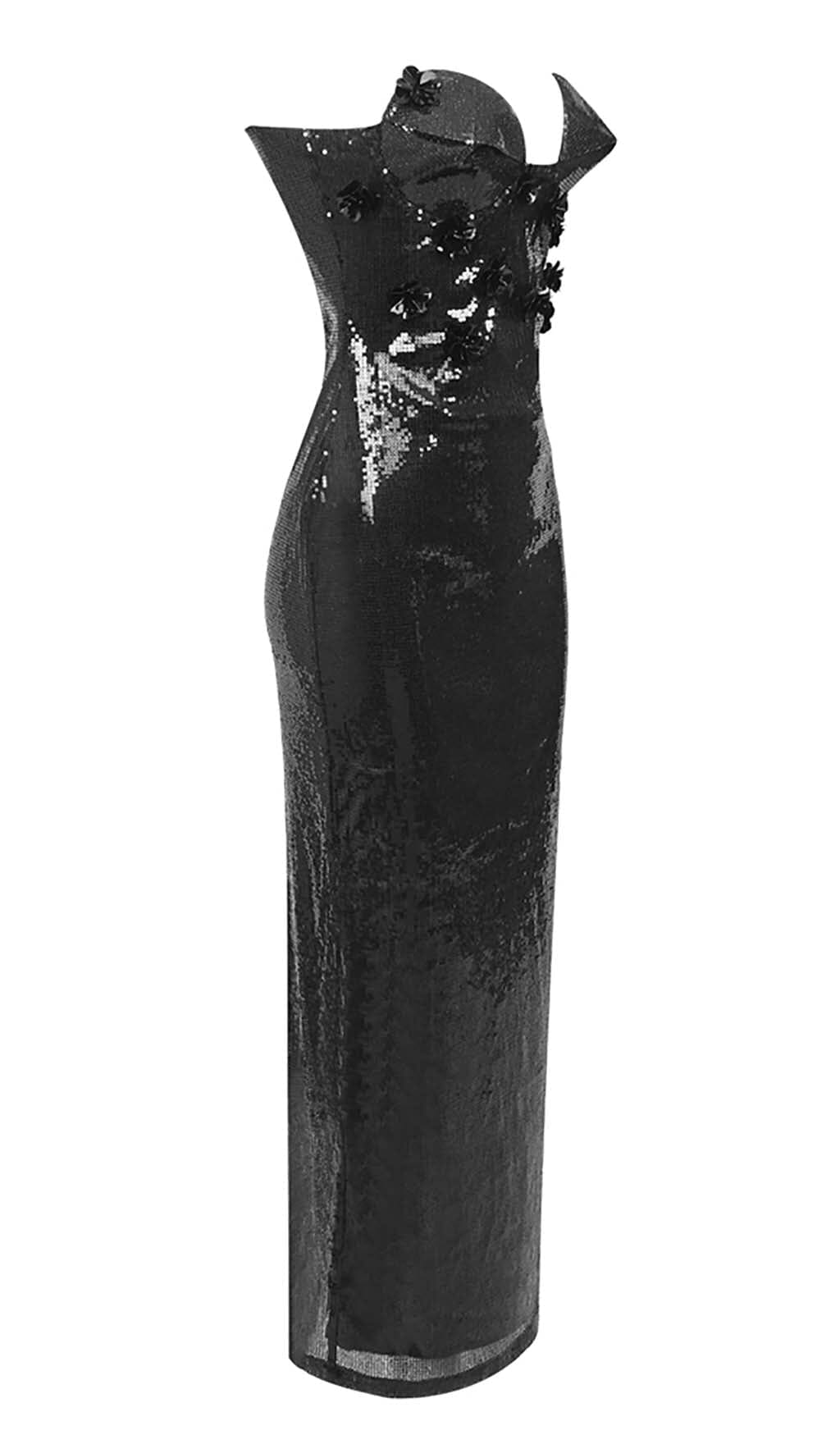 Elvire Sequin Appliquéd Maxi Dress In Black