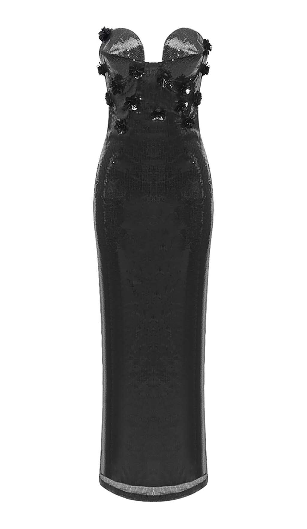 Elvire Sequin Appliquéd Maxi Dress In Black