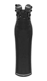 Elvire Sequin Appliquéd Maxi Dress In Black