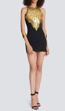 Cow Sequin Bandage Mini Dress In Black