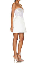 Lavaya Strapless Heart Bustier Mini Dress In White