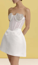 Lavaya Strapless Heart Bustier Mini Dress In White