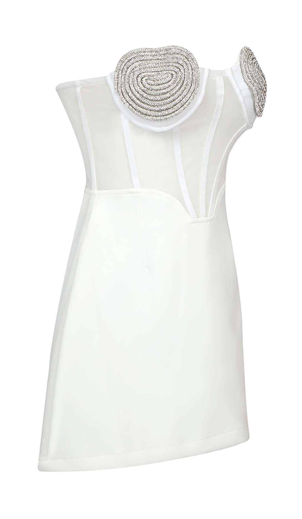 Lavaya Strapless Heart Bustier Mini Dress In White
