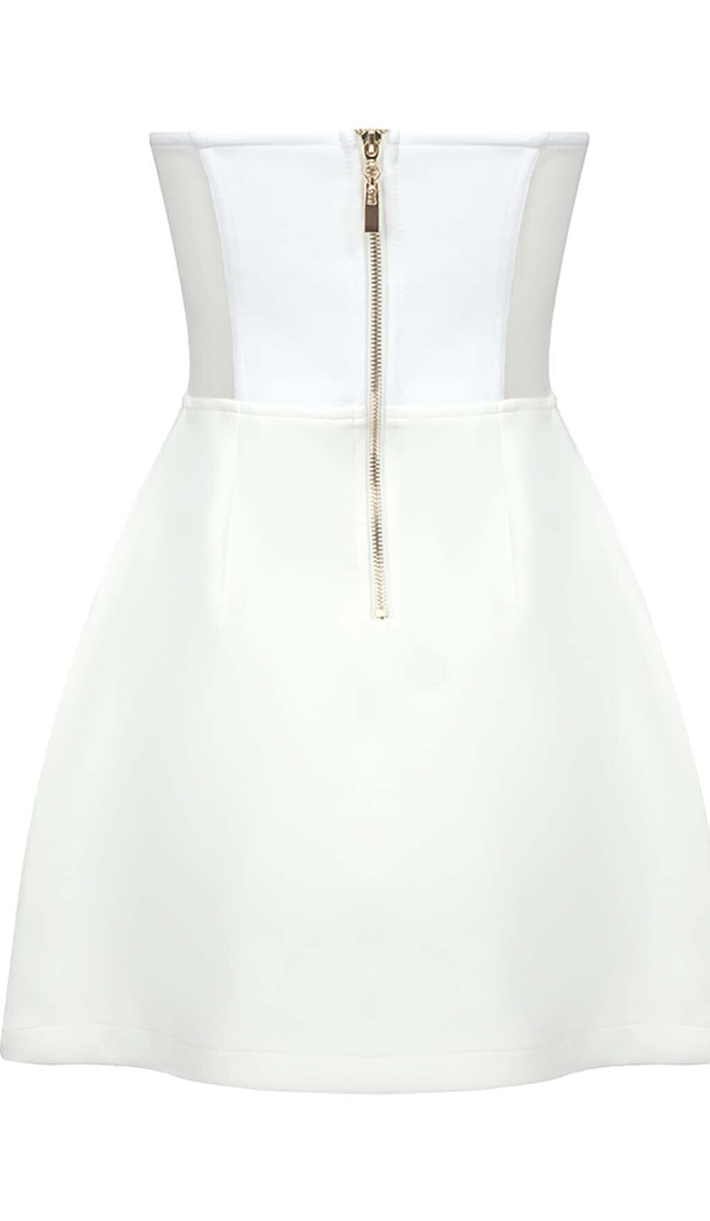 Lavaya Strapless Heart Bustier Mini Dress In White