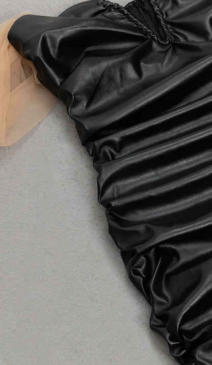 Ileia Strapless Leather Mini Dress In Black