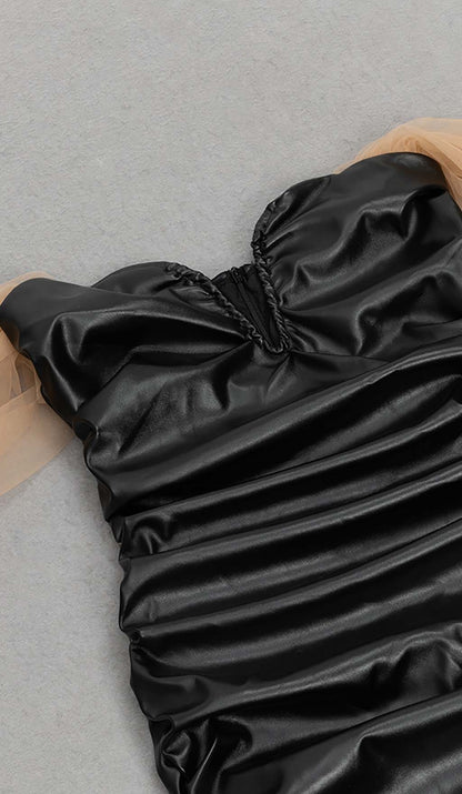 Ileia Strapless Leather Mini Dress In Black